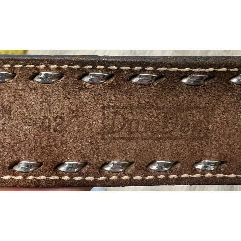 Vintage Dun Dee Size 42 Tooled Leather Eagle Western Cowboy Belt Silver Lacing